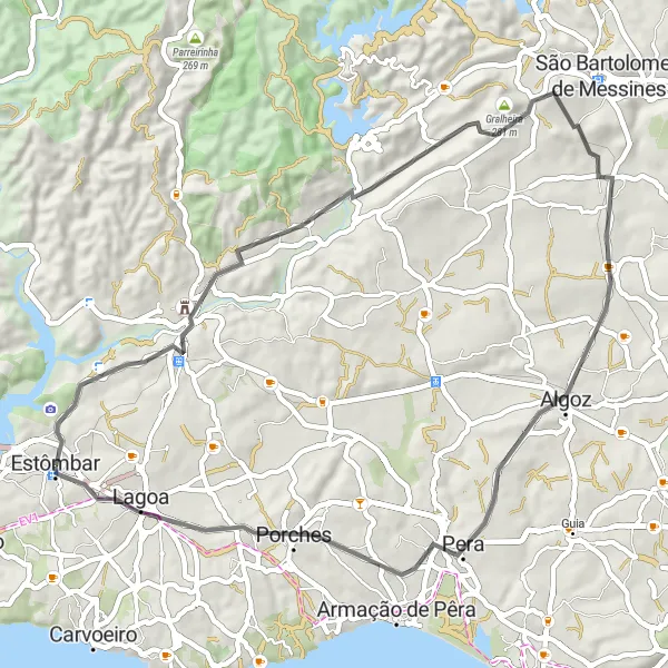 Miniatura do mapa de inspiração para ciclismo "Caminho Histórico de Estômbar" em Algarve, Portugal. Gerado pelo planejador de rotas de ciclismo Tarmacs.app