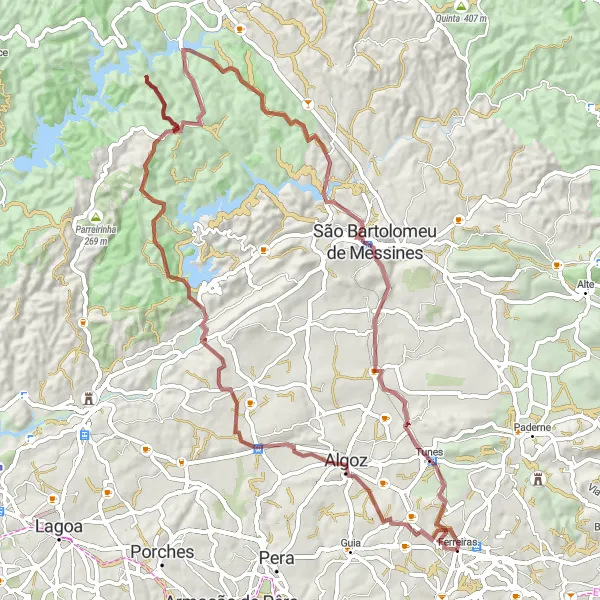 Miniatura do mapa de inspiração para ciclismo "Caminho da Serra de Ferreiras" em Algarve, Portugal. Gerado pelo planejador de rotas de ciclismo Tarmacs.app