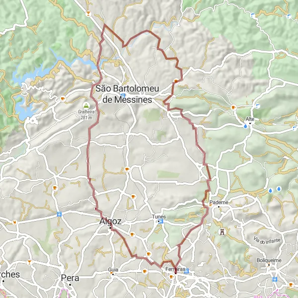 Map miniature of "Zimbreira Loop" cycling inspiration in Algarve, Portugal. Generated by Tarmacs.app cycling route planner