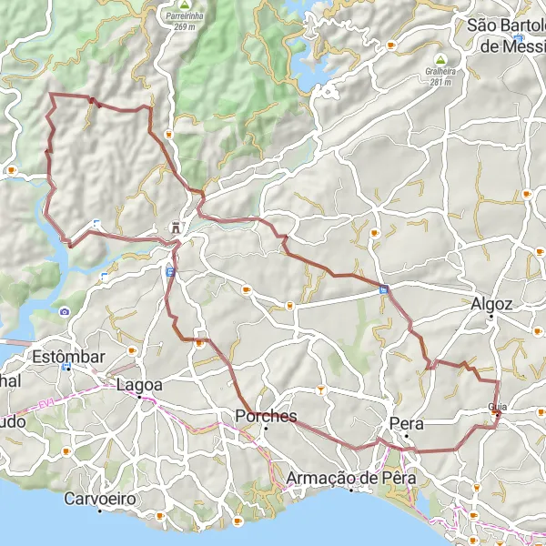 Miniatura do mapa de inspiração para ciclismo "Rota Romana de Silves" em Algarve, Portugal. Gerado pelo planejador de rotas de ciclismo Tarmacs.app