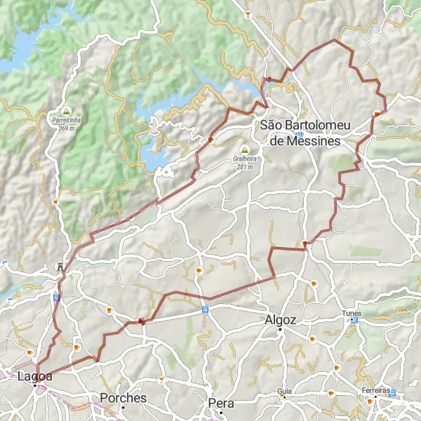 Miniatura do mapa de inspiração para ciclismo "Aventura Pelos Caminhos de Silves" em Algarve, Portugal. Gerado pelo planejador de rotas de ciclismo Tarmacs.app
