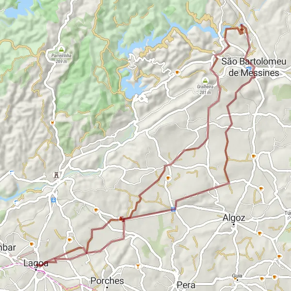 Miniatura do mapa de inspiração para ciclismo "Caminho de Gravel do Interior Algarvio" em Algarve, Portugal. Gerado pelo planejador de rotas de ciclismo Tarmacs.app