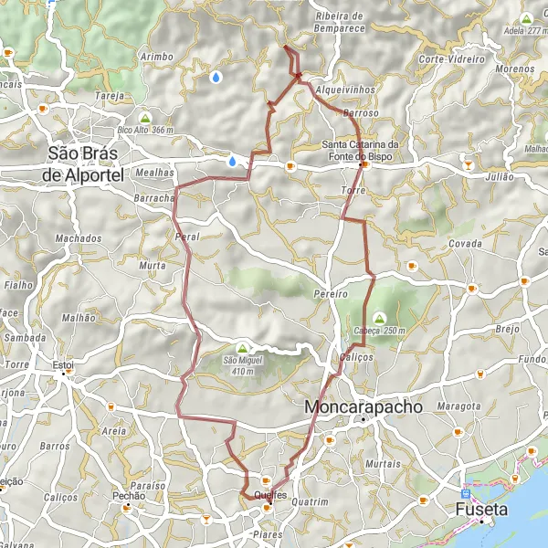 Miniatura do mapa de inspiração para ciclismo "Rota das Colinas do Algarve" em Algarve, Portugal. Gerado pelo planejador de rotas de ciclismo Tarmacs.app