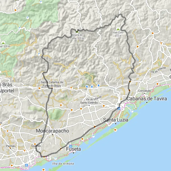 Miniatura do mapa de inspiração para ciclismo "Volta de Santa Catarina" em Algarve, Portugal. Gerado pelo planejador de rotas de ciclismo Tarmacs.app