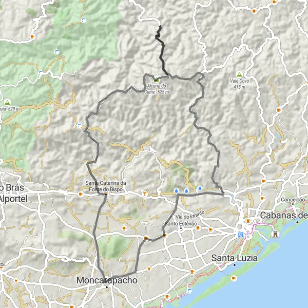 Miniatura do mapa de inspiração para ciclismo "Volta Algarvia" em Algarve, Portugal. Gerado pelo planejador de rotas de ciclismo Tarmacs.app