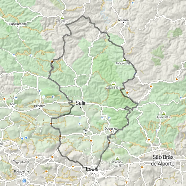 Miniatura do mapa de inspiração para ciclismo "Passeio até à Bica e Negro" em Algarve, Portugal. Gerado pelo planejador de rotas de ciclismo Tarmacs.app