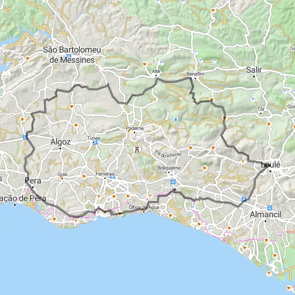 Miniatura do mapa de inspiração para ciclismo "Rota de Ciclismo Loulé - Albufeira" em Algarve, Portugal. Gerado pelo planejador de rotas de ciclismo Tarmacs.app