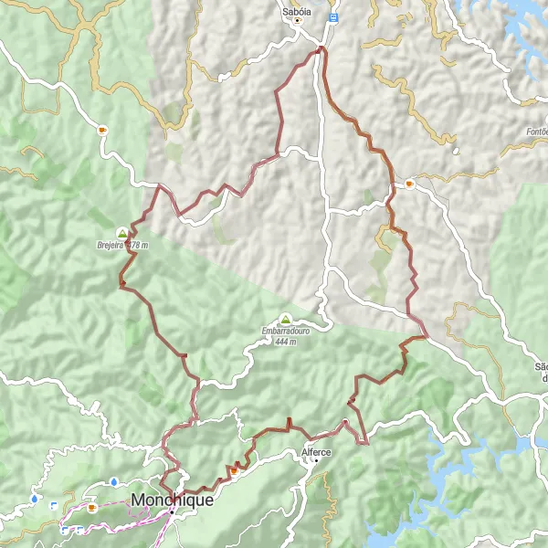 Miniatura do mapa de inspiração para ciclismo "Volta de Mountain Bike das Cimalhas" em Algarve, Portugal. Gerado pelo planejador de rotas de ciclismo Tarmacs.app