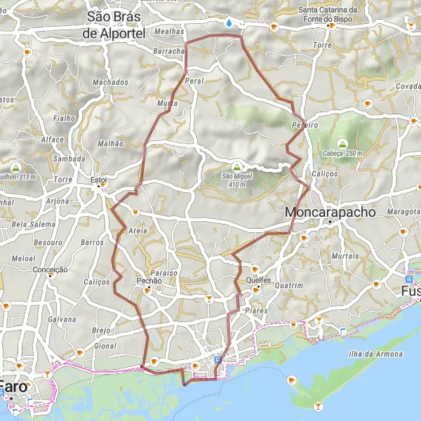 Miniatura do mapa de inspiração para ciclismo "Rota Pitoresca de Gravel em Olhão" em Algarve, Portugal. Gerado pelo planejador de rotas de ciclismo Tarmacs.app