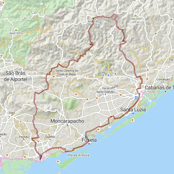 Map miniature of "The Gravel Explorer" cycling inspiration in Algarve, Portugal. Generated by Tarmacs.app cycling route planner