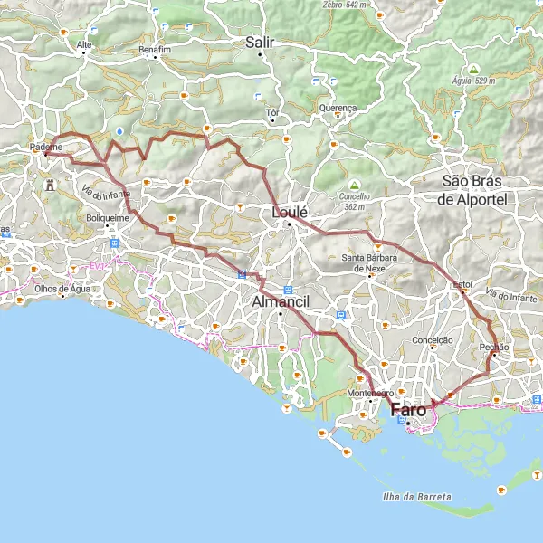 Map miniature of "Cerro do Samuel Loop" cycling inspiration in Algarve, Portugal. Generated by Tarmacs.app cycling route planner