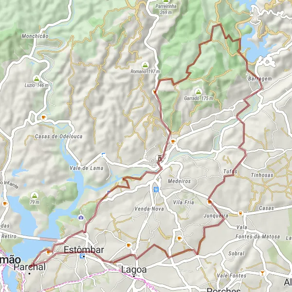 Miniatura do mapa de inspiração para ciclismo "Trilho da Serra de Monchique" em Algarve, Portugal. Gerado pelo planejador de rotas de ciclismo Tarmacs.app