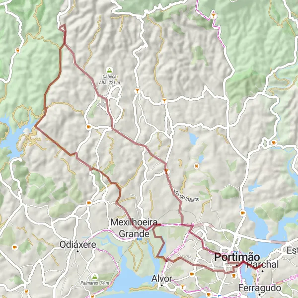 Map miniature of "Exploring Western Algarve" cycling inspiration in Algarve, Portugal. Generated by Tarmacs.app cycling route planner