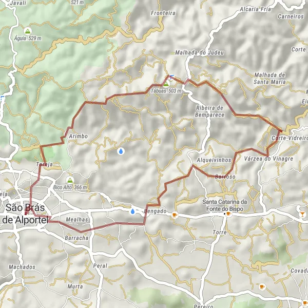 Miniatura do mapa de inspiração para ciclismo "Trilha Gravel de Bengado" em Algarve, Portugal. Gerado pelo planejador de rotas de ciclismo Tarmacs.app