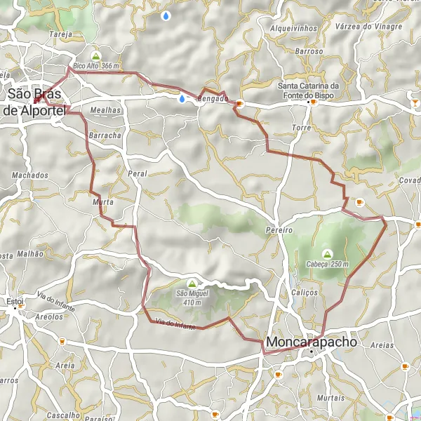 Miniatura do mapa de inspiração para ciclismo "Rota de Bengado" em Algarve, Portugal. Gerado pelo planejador de rotas de ciclismo Tarmacs.app