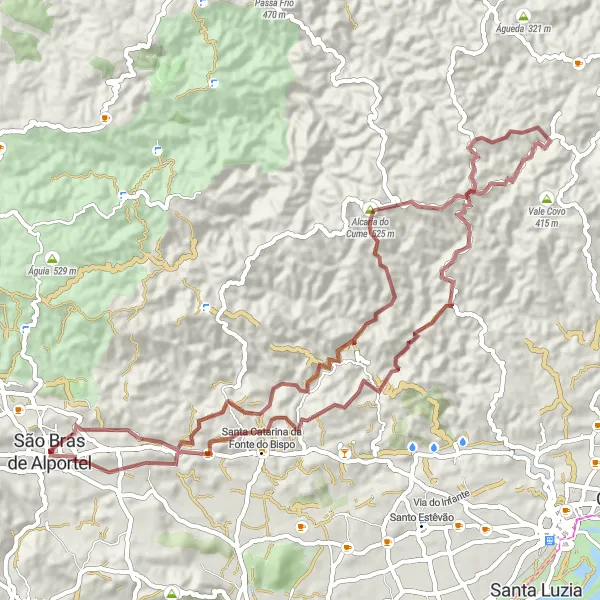 Miniatura do mapa de inspiração para ciclismo "Rota da Alcaria do Cume" em Algarve, Portugal. Gerado pelo planejador de rotas de ciclismo Tarmacs.app