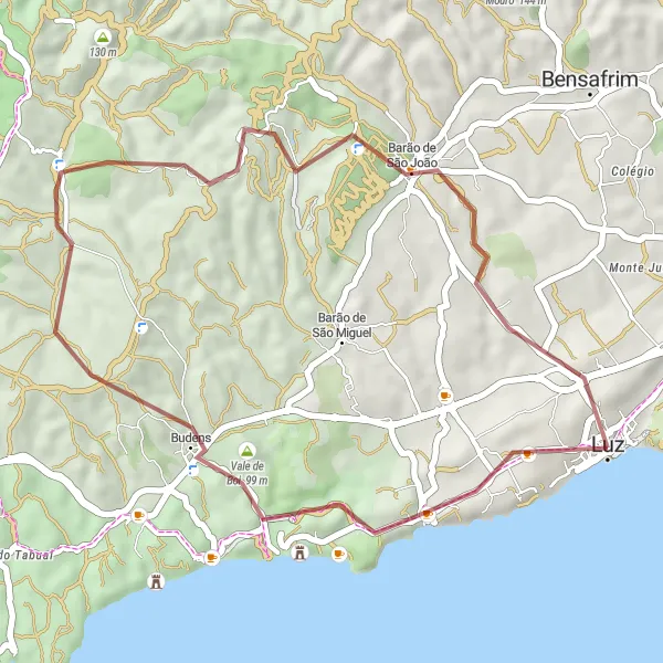 Miniatura do mapa de inspiração para ciclismo "Trilho do Forte" em Algarve, Portugal. Gerado pelo planejador de rotas de ciclismo Tarmacs.app