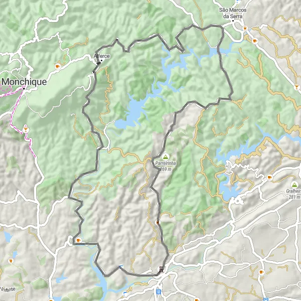 Map miniature of "Silves Road Cycling Challenge" cycling inspiration in Algarve, Portugal. Generated by Tarmacs.app cycling route planner