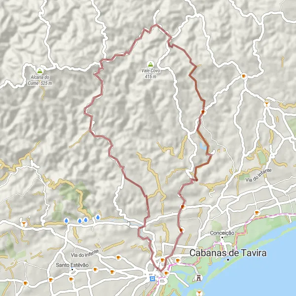 Miniatura do mapa de inspiração para ciclismo "Expedição Gravel Zimbral ao Cerro do Mestre" em Algarve, Portugal. Gerado pelo planejador de rotas de ciclismo Tarmacs.app