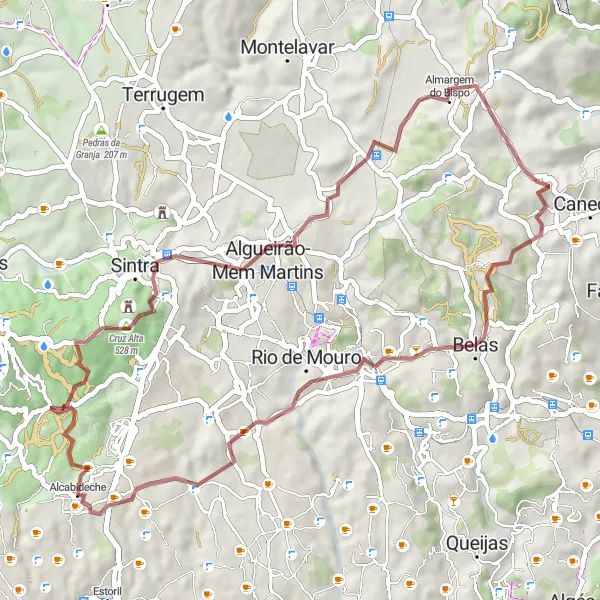 Miniatura do mapa de inspiração para ciclismo "Trilho Gravel pela Natureza de Alcabideche" em Área Metropolitana de Lisboa, Portugal. Gerado pelo planejador de rotas de ciclismo Tarmacs.app