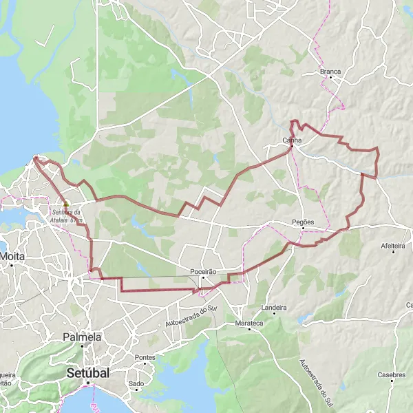 Miniatura do mapa de inspiração para ciclismo "Caminho das Colinas de Alcochete" em Área Metropolitana de Lisboa, Portugal. Gerado pelo planejador de rotas de ciclismo Tarmacs.app