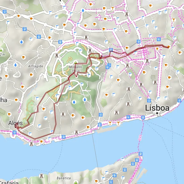 Map miniature of "Historic Landmarks and Natural Beauty" cycling inspiration in Área Metropolitana de Lisboa, Portugal. Generated by Tarmacs.app cycling route planner