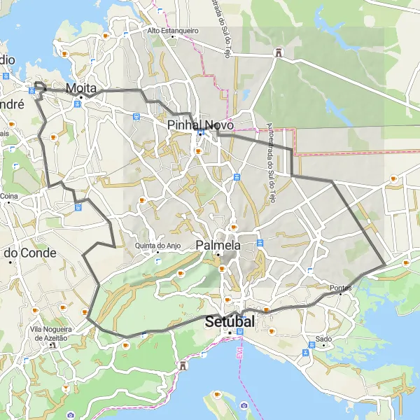 Miniatura do mapa de inspiração para ciclismo "Caminho da Bacalhoa" em Área Metropolitana de Lisboa, Portugal. Gerado pelo planejador de rotas de ciclismo Tarmacs.app