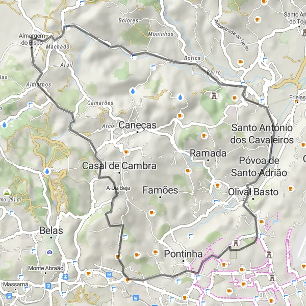 Miniatura do mapa de inspiração para ciclismo "Desafiador Caminho até Telheiras" em Área Metropolitana de Lisboa, Portugal. Gerado pelo planejador de rotas de ciclismo Tarmacs.app