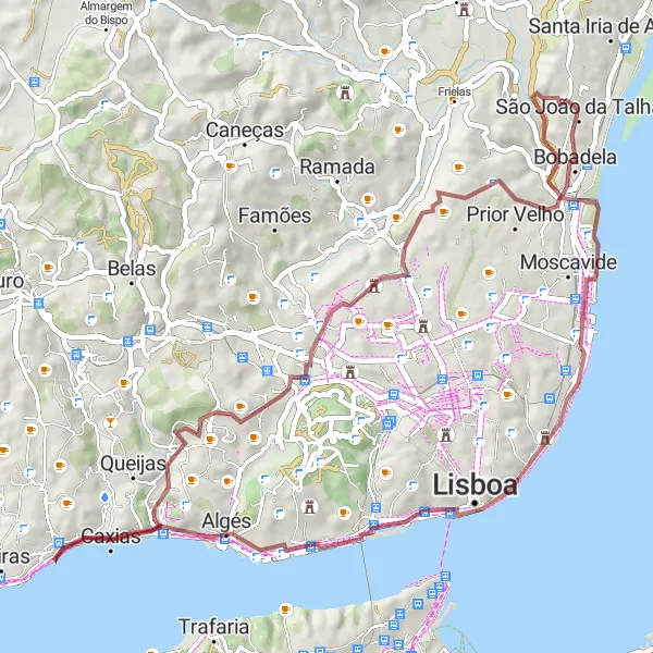 Miniatura do mapa de inspiração para ciclismo "Tour dos Miradouros e Património" em Área Metropolitana de Lisboa, Portugal. Gerado pelo planejador de rotas de ciclismo Tarmacs.app