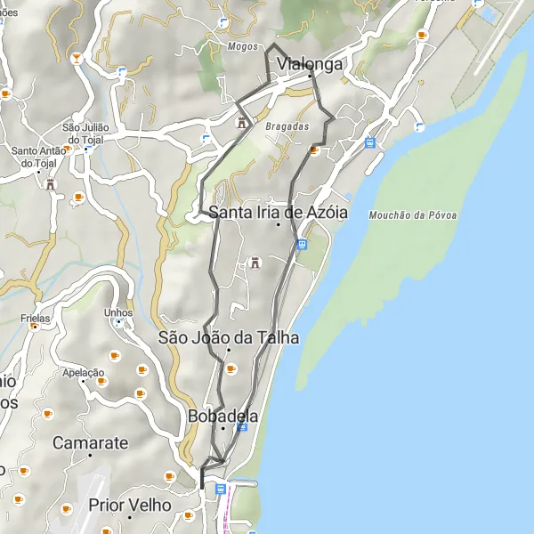 Miniatura do mapa de inspiração para ciclismo "Rota das Aldeias Rurais" em Área Metropolitana de Lisboa, Portugal. Gerado pelo planejador de rotas de ciclismo Tarmacs.app