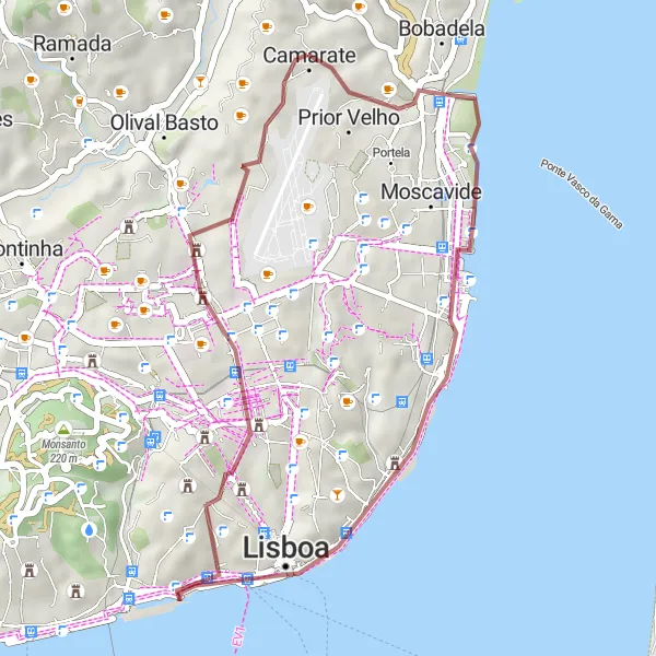 Miniatura do mapa de inspiração para ciclismo "Exploração Ecológica de Lisboa" em Área Metropolitana de Lisboa, Portugal. Gerado pelo planejador de rotas de ciclismo Tarmacs.app