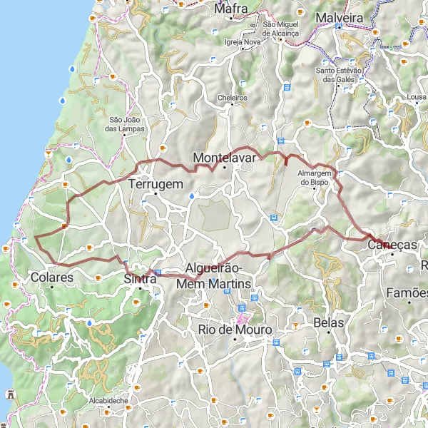 Miniatura do mapa de inspiração para ciclismo "Trilho de Gravel Sintra" em Área Metropolitana de Lisboa, Portugal. Gerado pelo planejador de rotas de ciclismo Tarmacs.app