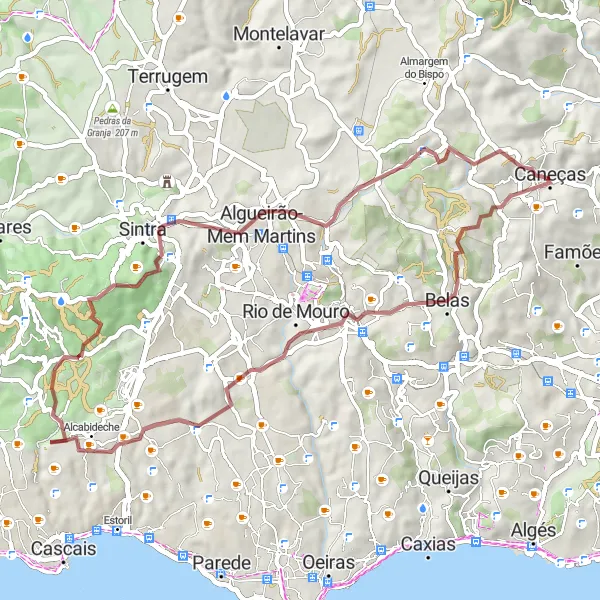 Map miniature of "Round-Trip Gravel Adventure" cycling inspiration in Área Metropolitana de Lisboa, Portugal. Generated by Tarmacs.app cycling route planner