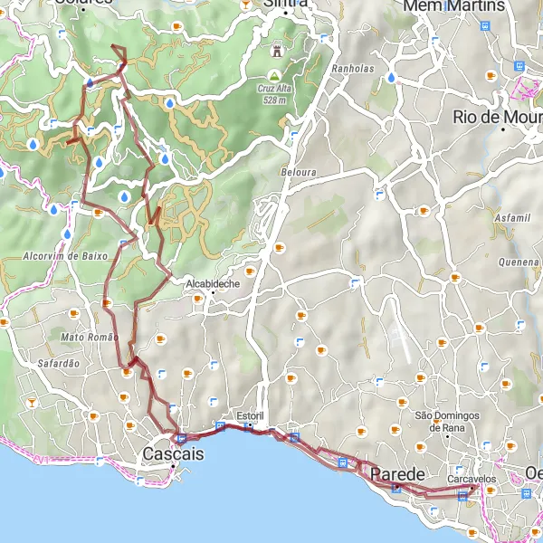 Miniatura do mapa de inspiração para ciclismo "Trilho da Costa Gravel" em Área Metropolitana de Lisboa, Portugal. Gerado pelo planejador de rotas de ciclismo Tarmacs.app