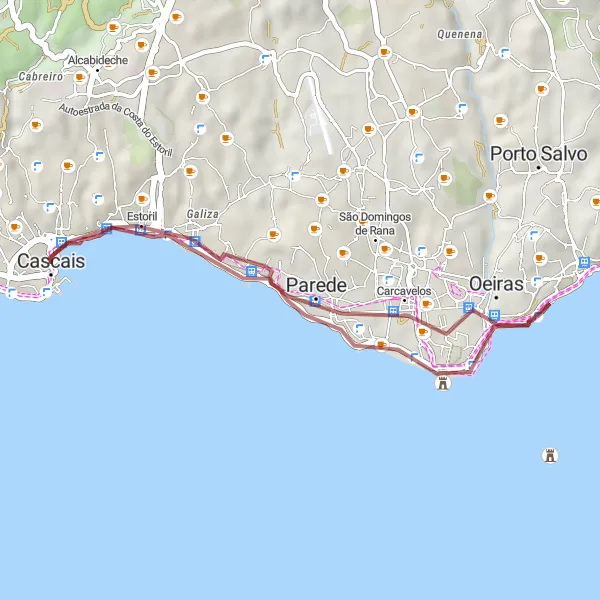 Miniatura do mapa de inspiração para ciclismo "Caminho Gravel da Pedra do Sal" em Área Metropolitana de Lisboa, Portugal. Gerado pelo planejador de rotas de ciclismo Tarmacs.app