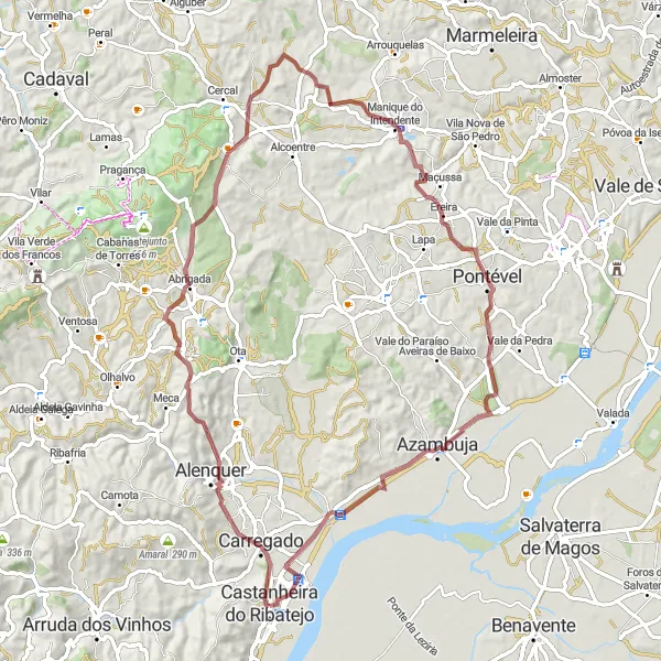 Miniatura do mapa de inspiração para ciclismo "Trilhos da Serra" em Área Metropolitana de Lisboa, Portugal. Gerado pelo planejador de rotas de ciclismo Tarmacs.app