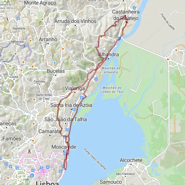 Miniatura do mapa de inspiração para ciclismo "Caminho da Granja" em Área Metropolitana de Lisboa, Portugal. Gerado pelo planejador de rotas de ciclismo Tarmacs.app