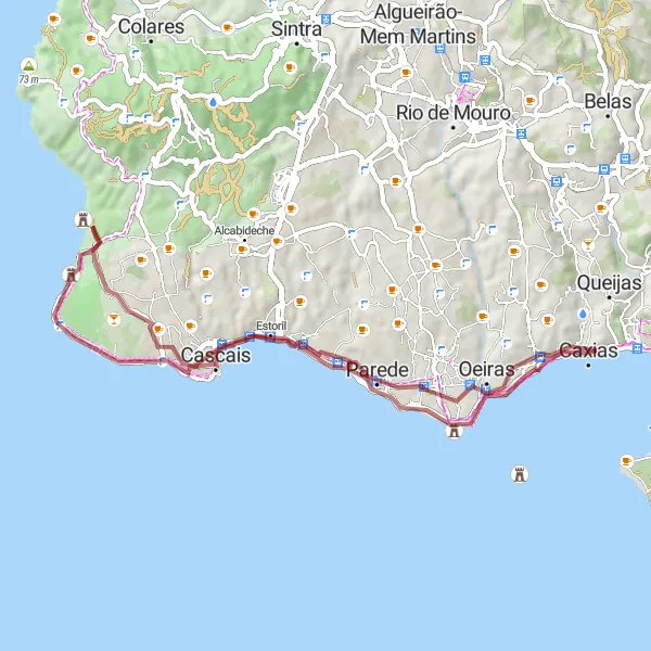 Miniatura do mapa de inspiração para ciclismo "Passeio de Bicicleta pela Costa de Cascais" em Área Metropolitana de Lisboa, Portugal. Gerado pelo planejador de rotas de ciclismo Tarmacs.app