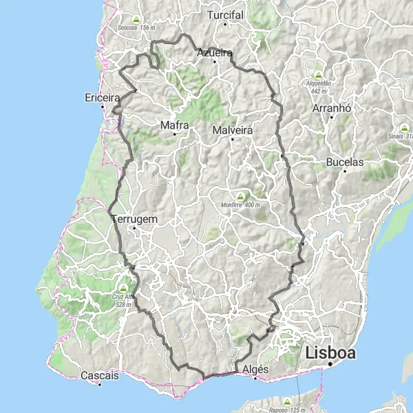 Miniatura do mapa de inspiração para ciclismo "Desafio de Ciclismo Paço de Arcos - Linda-a-Velha" em Área Metropolitana de Lisboa, Portugal. Gerado pelo planejador de rotas de ciclismo Tarmacs.app