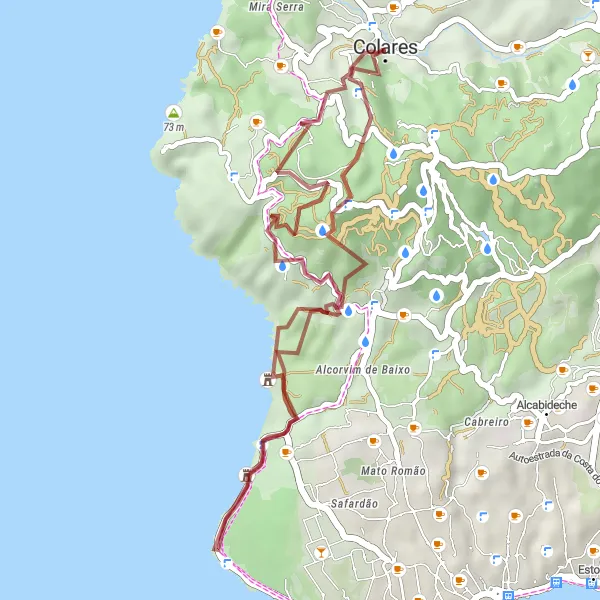 Miniatura do mapa de inspiração para ciclismo "Trilho da Peninha" em Área Metropolitana de Lisboa, Portugal. Gerado pelo planejador de rotas de ciclismo Tarmacs.app