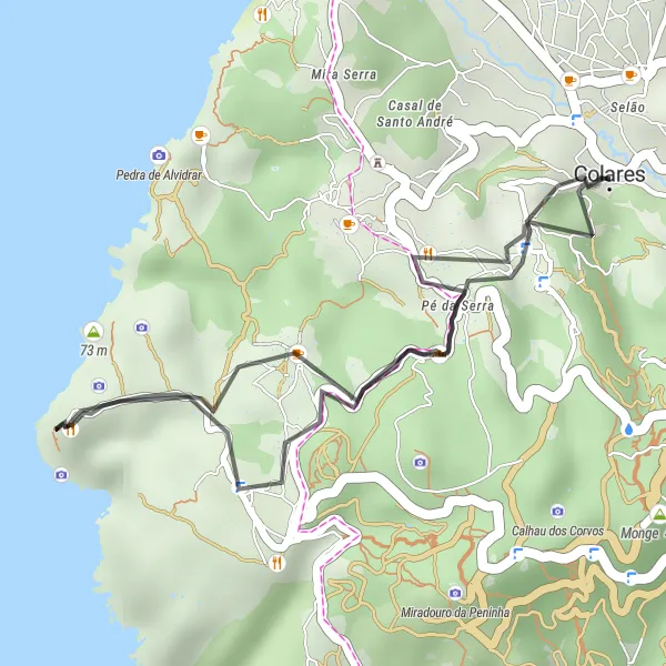 Miniatura do mapa de inspiração para ciclismo "Passeio pelas Aldeias" em Área Metropolitana de Lisboa, Portugal. Gerado pelo planejador de rotas de ciclismo Tarmacs.app