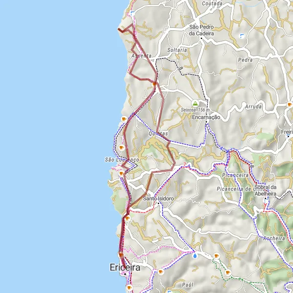 Miniatura do mapa de inspiração para ciclismo "Travessia Gravel de Nossa Senhora Da Natividade a Santo Isidoro" em Área Metropolitana de Lisboa, Portugal. Gerado pelo planejador de rotas de ciclismo Tarmacs.app