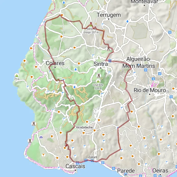 Miniatura do mapa de inspiração para ciclismo "Caminho pelo Litoral de Sintra" em Área Metropolitana de Lisboa, Portugal. Gerado pelo planejador de rotas de ciclismo Tarmacs.app