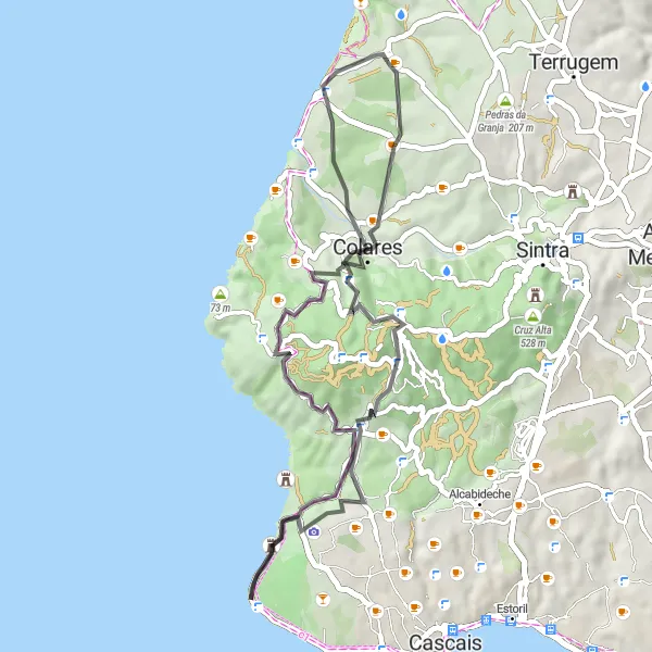 Miniatura do mapa de inspiração para ciclismo "Caminho Histórico até Azenhas do Mar" em Área Metropolitana de Lisboa, Portugal. Gerado pelo planejador de rotas de ciclismo Tarmacs.app