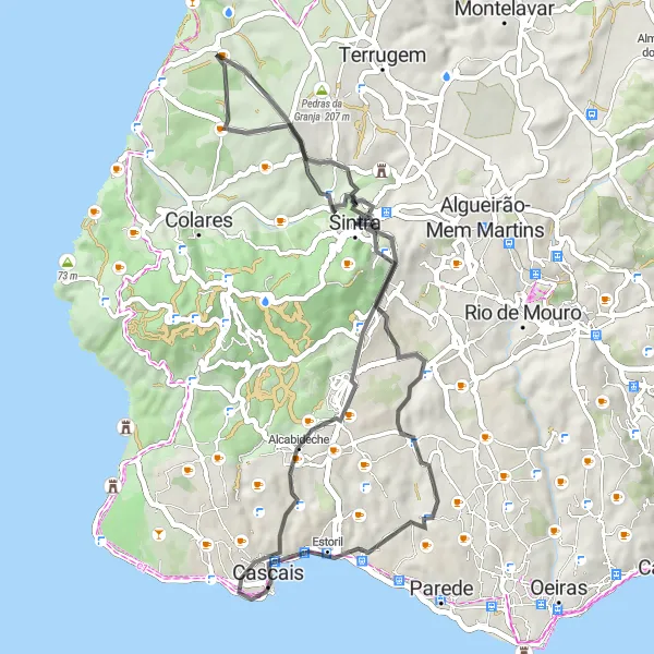 Miniatura do mapa de inspiração para ciclismo "Tour Panorâmico de Cascais" em Área Metropolitana de Lisboa, Portugal. Gerado pelo planejador de rotas de ciclismo Tarmacs.app