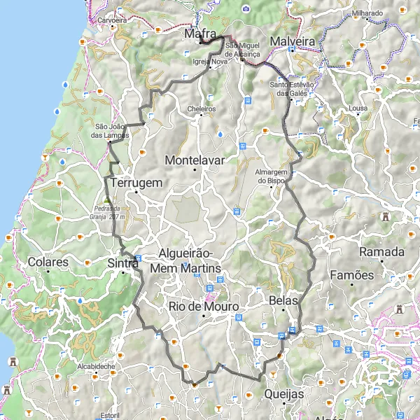 Miniatura do mapa de inspiração para ciclismo "Rota Histórica de Sintra" em Área Metropolitana de Lisboa, Portugal. Gerado pelo planejador de rotas de ciclismo Tarmacs.app