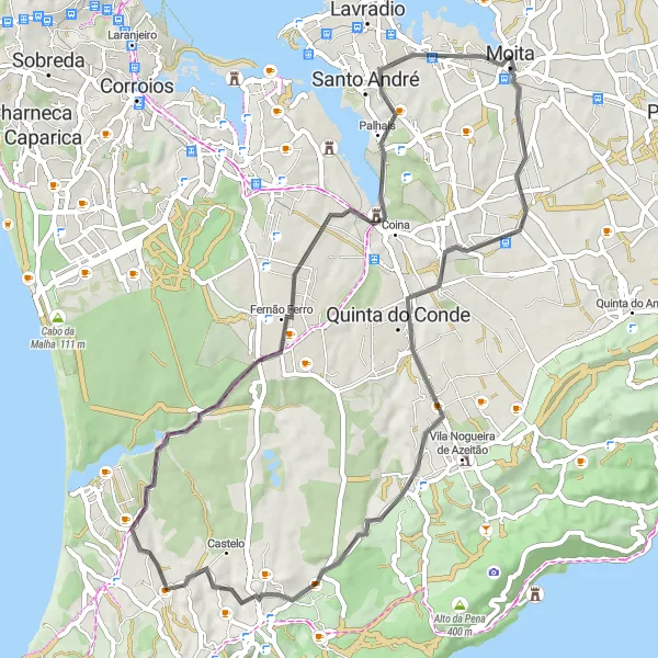 Miniatura do mapa de inspiração para ciclismo "Rota das Quintas" em Área Metropolitana de Lisboa, Portugal. Gerado pelo planejador de rotas de ciclismo Tarmacs.app