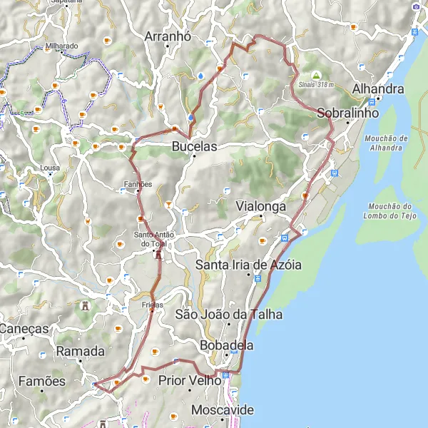 Map miniature of "Extreme Gravel Challenge" cycling inspiration in Área Metropolitana de Lisboa, Portugal. Generated by Tarmacs.app cycling route planner