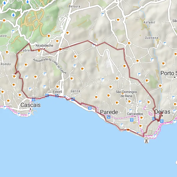 Miniatura do mapa de inspiração para ciclismo "Aventura na Natureza de Oeiras" em Área Metropolitana de Lisboa, Portugal. Gerado pelo planejador de rotas de ciclismo Tarmacs.app