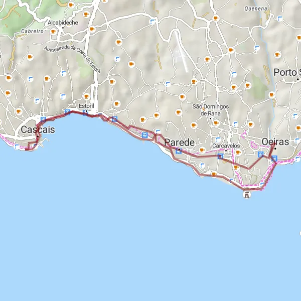 Miniatura do mapa de inspiração para ciclismo "Trilho Gravel de Cascais" em Área Metropolitana de Lisboa, Portugal. Gerado pelo planejador de rotas de ciclismo Tarmacs.app